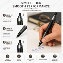 Metallic Glossy Black Ball Pen with Gray Design | Click Mechanism