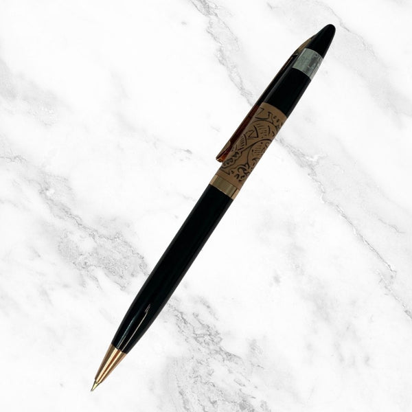 Glossy Black & Brown Twist Ball Pen – Blue Ink | BallPenBazaar