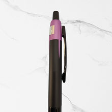 Metallic Glossy Black Ball Pen with Purple Design | Click Mechanism