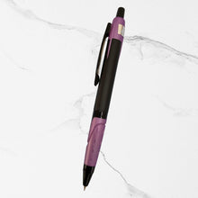 Metallic Glossy Black Ball Pen with Purple Design | Click Mechanism