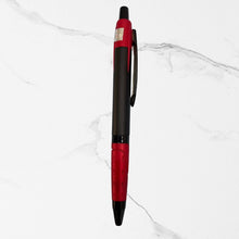 Metallic Glossy Black Ball Pen with Red Design | Click Mechanism | Smooth Blue Ink | Premium Metal Writing Pen for Office & Gifting