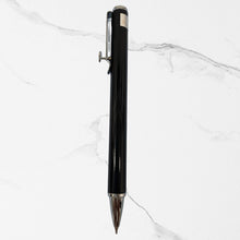 Metallic Black Pen with Silver Clip | Slider Click | Blue Ink