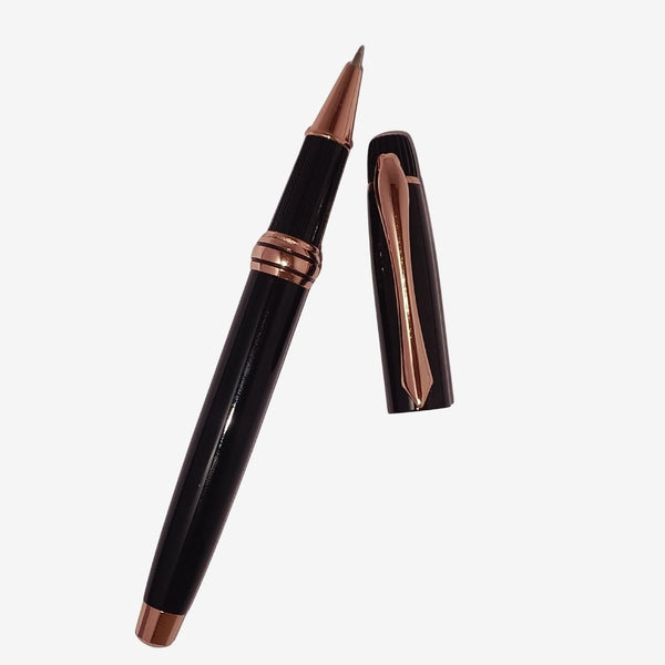 Metallic Glossy Black Body Ball Pen with Gold Clip | Openable Mechanism