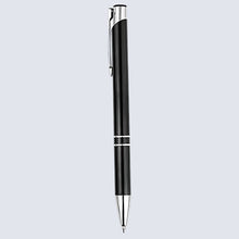 Set of 3 Metallic Glossy Black Body Ball Pens with Silver Clip | Click Mechanism | Smooth Blue Ink