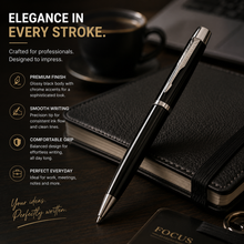 Metallic Glossy Black Ball Pen with Silver Clip