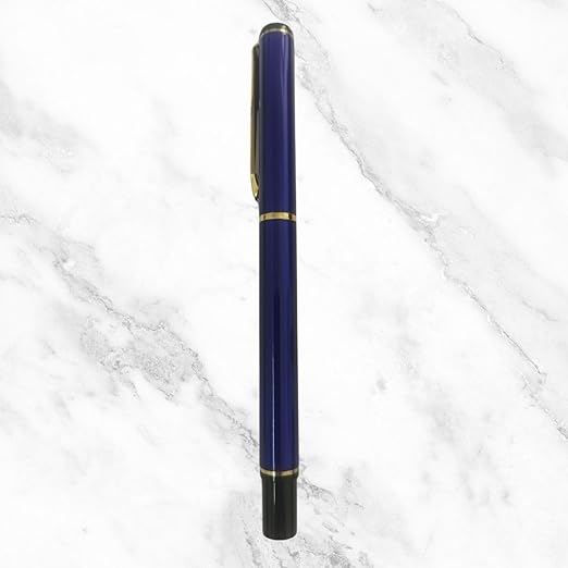 Metallic Glossy Blue Ball Pen – Gold Clip | Openable Mechanism | Black Ink