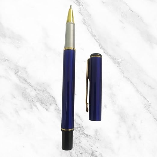 Metallic Glossy Blue Ball Pen – Gold Clip | Openable Mechanism | Black Ink