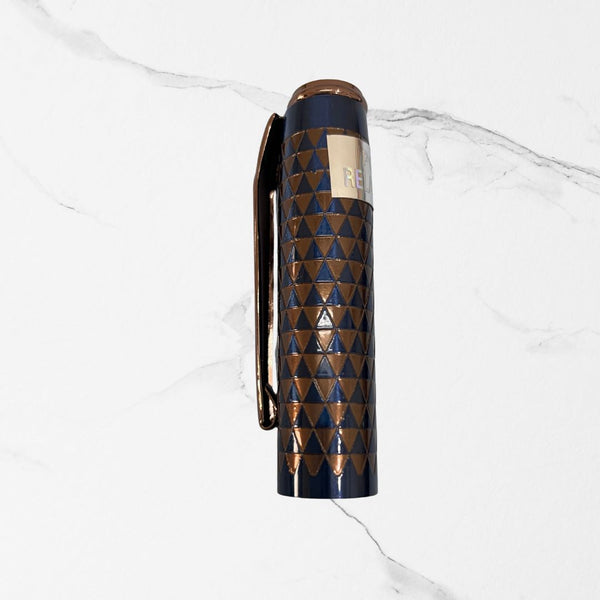 Metallic Glossy Blue Ball Pen with Brown Rectangle Design | Openable Mechanism | Premium Blue Ink Pen for Smooth Writing