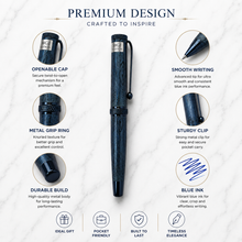 Metallic Glossy Mercury Blue Ball Pen – Blue Cap