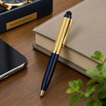 Metallic Glossy Blue & Gold Dual Tone Mini Ball Pen – Gold...