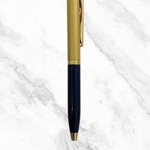 Metallic Glossy Blue & Gold Dual Tone Mini Ball Pen – Gold Clip | Mobile Touch Top | Twist Mechanism | Smooth Blue Ink