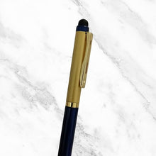 Metallic Glossy Blue & Gold Dual Tone Mini Ball Pen – Gold Clip | Mobile Touch Top | Twist Mechanism | Smooth Blue Ink