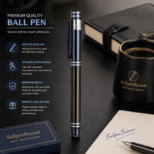 Metallic Glossy Blue Body with Gun Metal Shadow Ball Pen -...