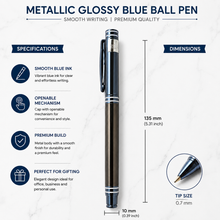 Metallic Glossy Blue Body with Gun Metal Shadow Ball Pen -...