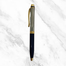 Metallic Glossy Blue & Silver Mini Ball Pen – Gold Clip Twist