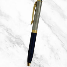 Metallic Glossy Blue & Silver Mini Ball Pen – Gold Clip Twist