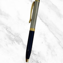 Metallic Glossy Blue & Silver Dual-Tone Mini Ball Pen – Premium Twist Mechanism with Gold Clip | Smooth Blue Ink Writing