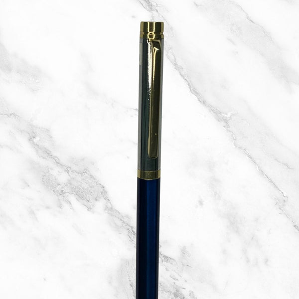 Blue and Silver Ball Pen – Twist Mechanism | Gold Clip | Blue Ink 