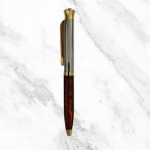 Metallic Glossy Designer Red & Silver Dual‑Tone Mini Ball Pen – Elegant Gold Clip & White Diamond Twist Top | Smooth Blue Ink Writing