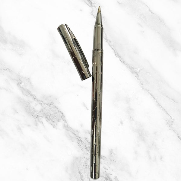 Designer Silver Ball Pen – Blue Ink | Glossy Finish | BallPenBazaar