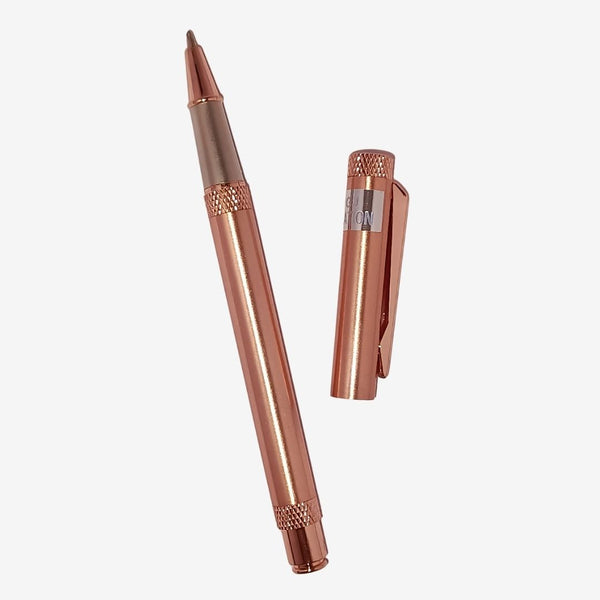 Metallic Glossy Full Rose Gold Ball Pen with Rose Gold Cap – Openable Mechanism | Smooth Blue Ink
