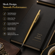 Metallic Glossy Gold Ball Pen – Premium Twist Mechanism