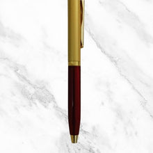 Metallic Glossy Maroon & Gold Dual Color Mini Ball Pen – Gold Clip | Twist Mechanism with Mobile Touch Tip | Blue Ink