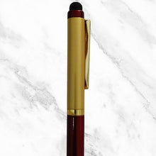Metallic Glossy Maroon & Gold Dual Color Mini Ball Pen – Gold Clip | Twist Mechanism with Mobile Touch Tip | Blue Ink