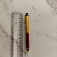 Metallic Glossy Maroon & Gold Dual Color Mini Ball Pen – Gold Clip | Twist Mechanism with Mobile Touch Tip | Blue Ink