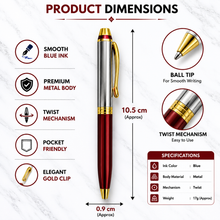 Metallic Maroon & Silver Mini Ball Pen – Gold Clip