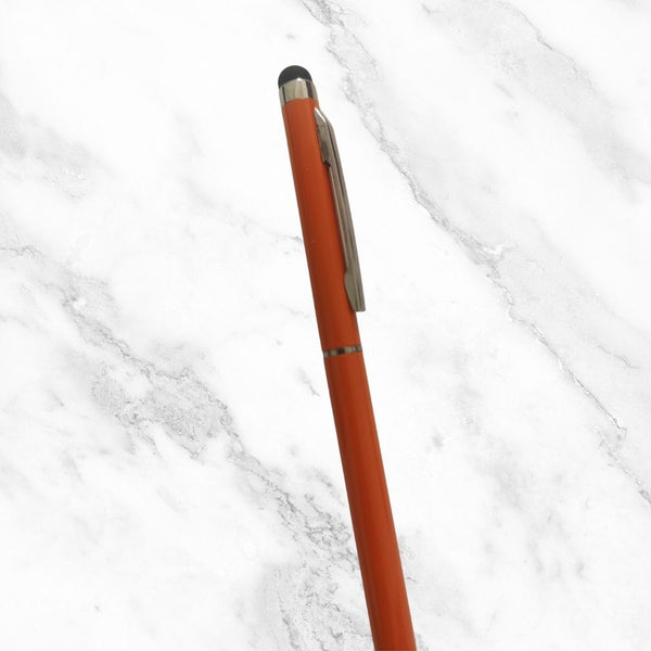 Glossy Orange Ball Pen with Mobile Touch | Twist | Blue Ink 