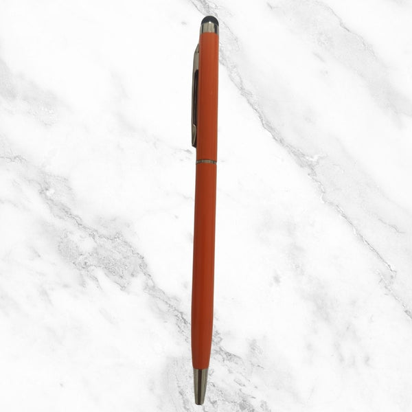 Glossy Orange Ball Pen with Mobile Touch | Twist | Blue Ink 