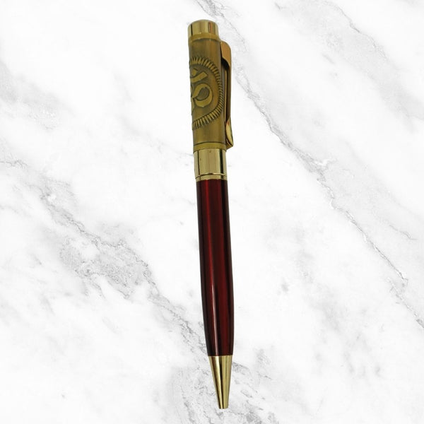 Red Om Ball Pen – Blue Ink | Glossy Designer Twist Pen | BallPenBazaar