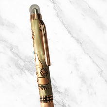 Metallic Glossy Rose Gold 7 Chakra Ball Pen – Gold Clip | Twist Mechanism