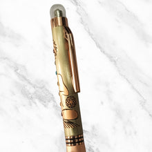 7 Chakra Engraved Rose Gold Ball Pen – Twist Mechanism | Blue Ink