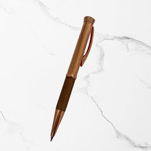 Metallic Glossy Rose Gold & Brown Dual-Tone Mini Ball Pen | Diamond Twist Top