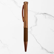 Metallic Glossy Rose Gold & Brown Dual-Tone Mini Ball Pen | Diamond Twist Top