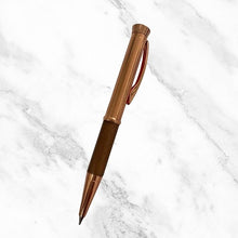 Metallic Glossy Rose Gold & Brown Dual-Tone Mini Ball Pen | Diamond Twist Top | Blue Ink | Premium Pocket Pen with Mini VT Refill