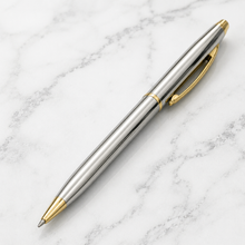 Metallic Glossy Silver Ball Pen – Gold Clip | Twist Mechanism