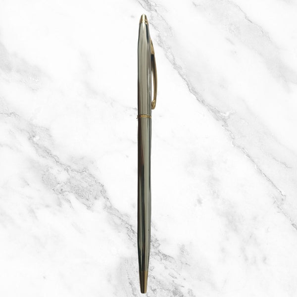 Metallic Glossy Silver Ball Pen – Gold Clip | Twist Mechanism | Smooth Blue Ink