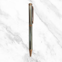 Metallic Silver Ball Pen with Rose Gold Clip & Diamond Top | Twist Mechanism