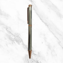 Metallic Silver Ball Pen with Rose Gold Clip & Diamond Top | Twist Mechanism