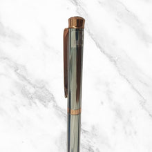 Metallic Silver Ball Pen with Rose Gold Clip & Diamond Top | Twist Mechanism