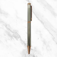 Metallic Silver Ball Pen with Rose Gold Clip & Diamond Top | Twist Mechanism