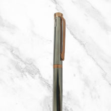 Metallic Silver Ball Pen with Rose Gold Clip & Diamond Top | Twist Mechanism
