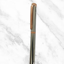 Metallic Silver Ball Pen with Rose Gold Clip & Diamond Top | Twist Mechanism