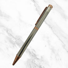 Metallic Silver Ball Pen with Rose Gold Clip & Diamond Top | Twist Mechanism