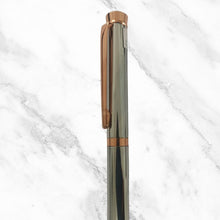 Metallic Silver Ball Pen with Rose Gold Clip & Diamond Top | Twist Mechanism