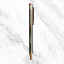 Metallic Silver Ball Pen with Rose Gold Clip & Diamond Top | Twist Mechanism