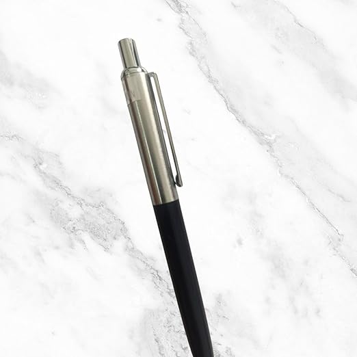 Metallic Glossy Silver and Blue Ball Pen – Premium Click Pen | Blue Ink